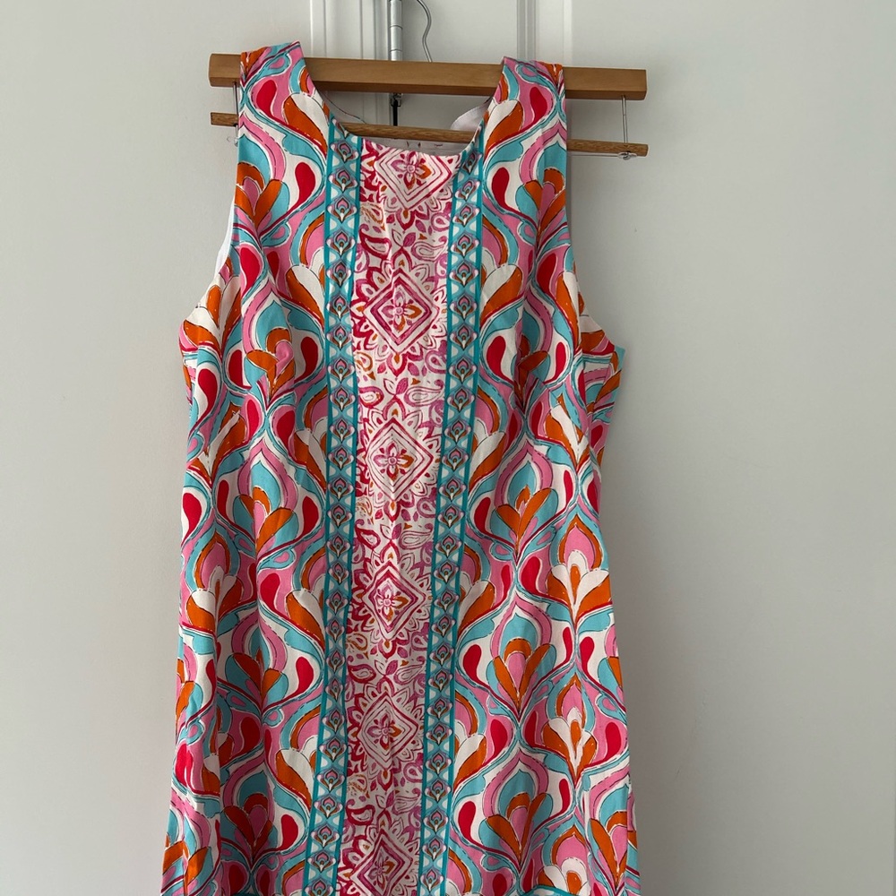 Colorful Sleeveless Patterned Cotton Dress -London Times